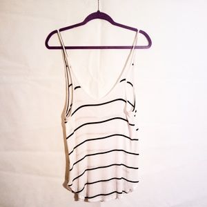 Nollie Black And White Striped Plunge Tank Top
